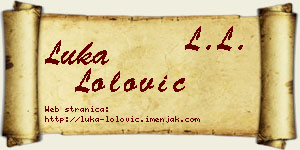 Luka Lolović vizit kartica